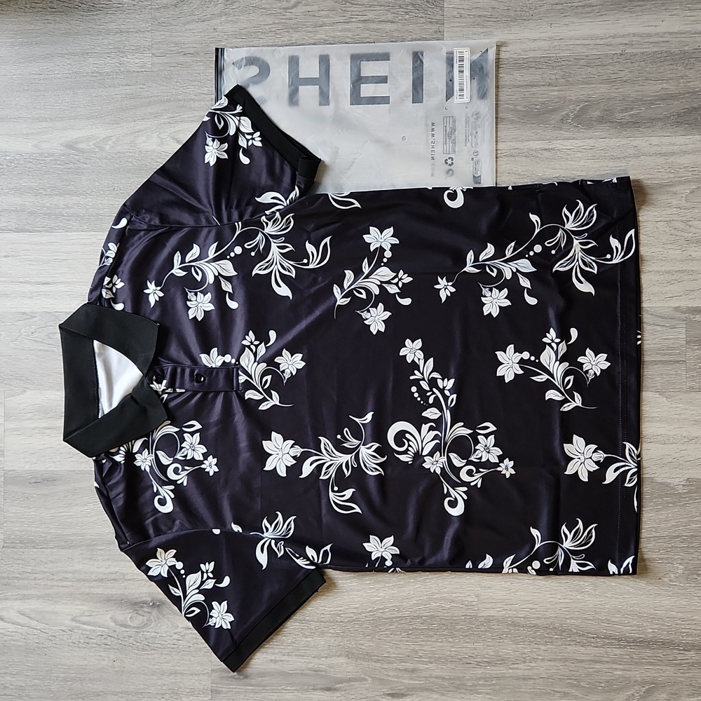 Brand new! Men's floral print black Polo Shirt size small